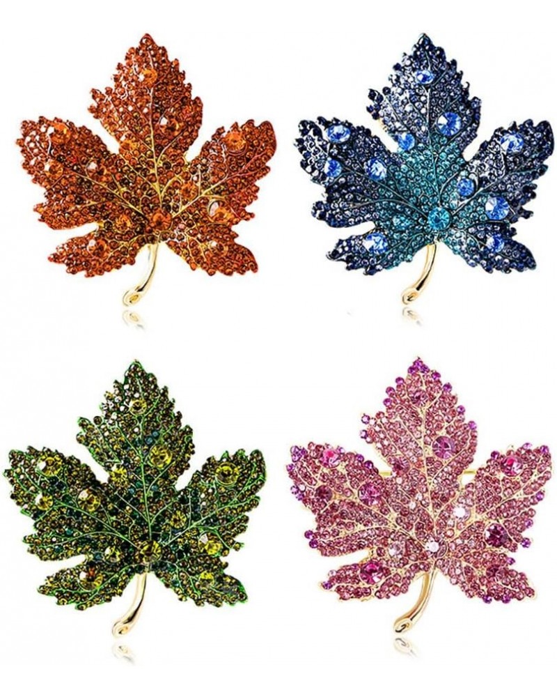 Maple Leaf Brooch Pin for Women, Rhinestone Crystal Leaf Shape Brooch Pin Premium Women Exquisite Luxury Simple Maple Leaf Br...