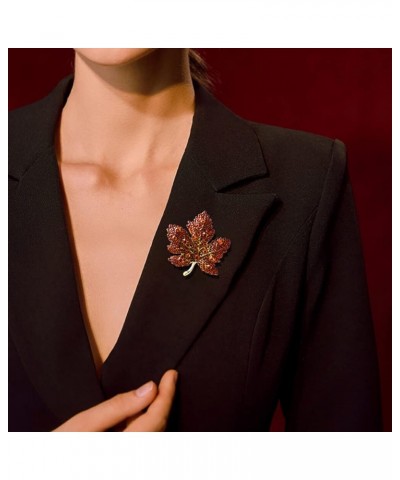 Maple Leaf Brooch Pin for Women, Rhinestone Crystal Leaf Shape Brooch Pin Premium Women Exquisite Luxury Simple Maple Leaf Br...