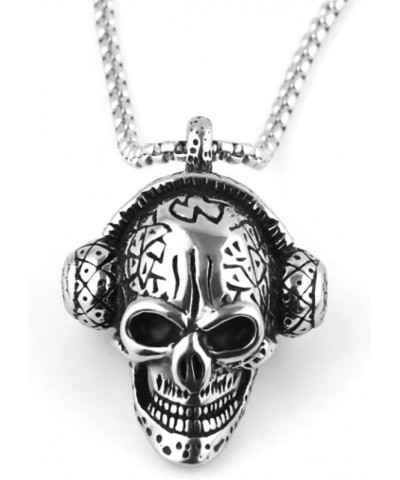 Punk Necklace for Men Boys Women with 23.6" Stainless Steel Box Chiain 40 - Skull Headphones $5.13 Necklaces