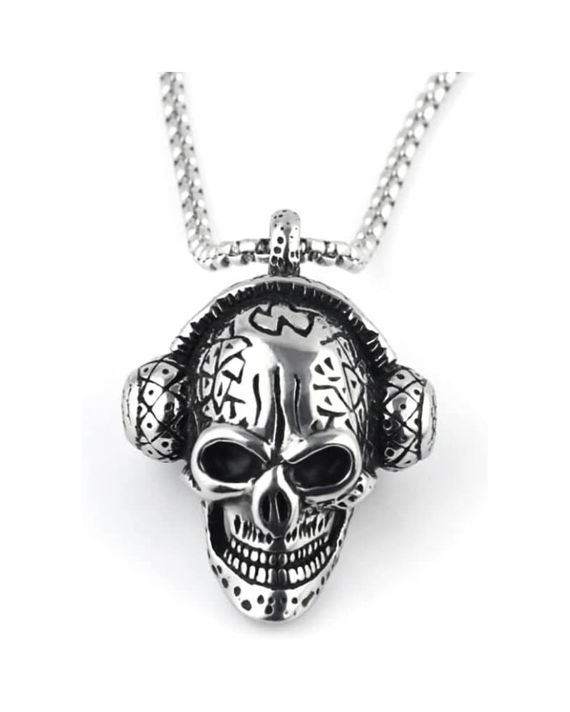 Punk Necklace for Men Boys Women with 23.6" Stainless Steel Box Chiain 40 - Skull Headphones $5.13 Necklaces