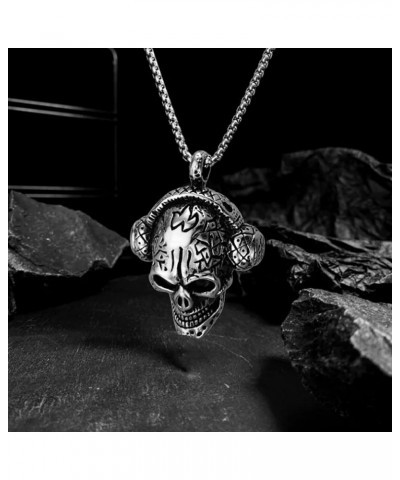 Punk Necklace for Men Boys Women with 23.6" Stainless Steel Box Chiain 40 - Skull Headphones $5.13 Necklaces