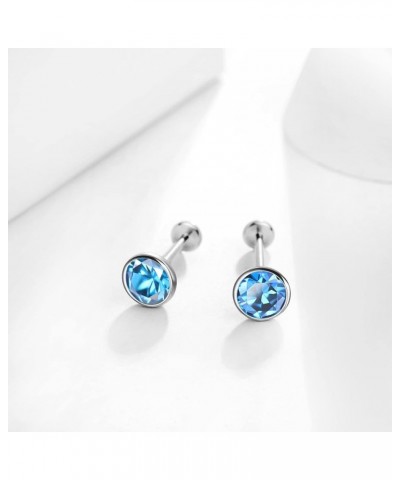 Flat Back Stud Earrings 20G G23 Titanium CZ Hypoallergenic Threadless Cartilage Piercing Jewelry for Women 20G Blue CZ $7.64 ...