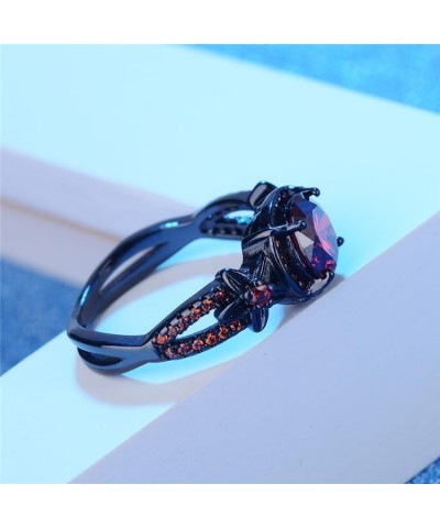 Black Gold Plated Women's Antique Gothic Skull Ring Retro Oxidized Finished Round Cut Created Rainbow Topaz CZ Cubic Zirconia...