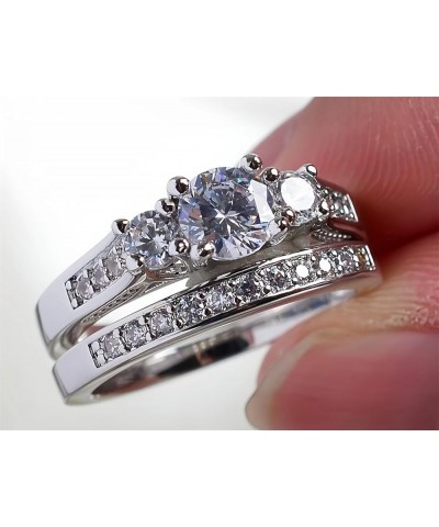 Rings for Women Creative Combination Moissanite Cubic Zirconia Two-in-One Wedding Engagement Ring Sets silver7 6 $4.63 Rings