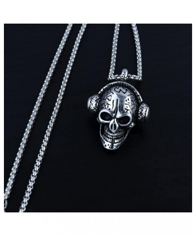 Punk Necklace for Men Boys Women with 23.6" Stainless Steel Box Chiain 40 - Skull Headphones $5.13 Necklaces