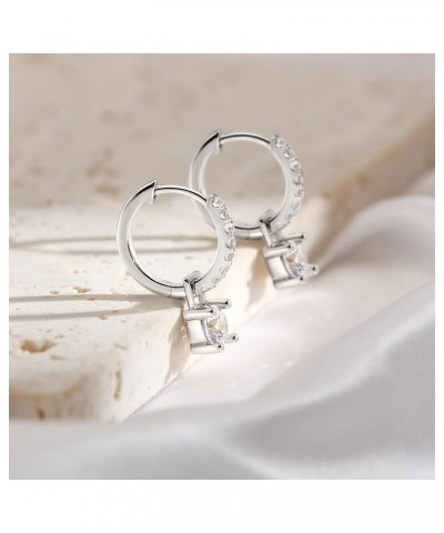 Rhodium Plated Sterling Silver Hoop Earrings for Women Month of Birth – Unique Rhodium Plated Sterling Silver Womens Earrings...