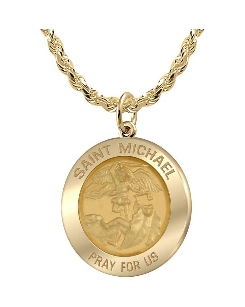 Ladies 14k Yellow Gold 15mm Saint Michael Round Polished Solid Pendant Necklace, 16in to 24in 18in 2.0mm Rope Chain $211.52 N...