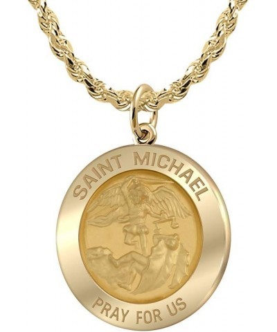 Ladies 14k Yellow Gold 15mm Saint Michael Round Polished Solid Pendant Necklace, 16in to 24in 18in 2.0mm Rope Chain $211.52 N...