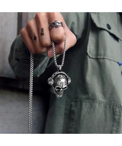 Punk Necklace for Men Boys Women with 23.6" Stainless Steel Box Chiain 40 - Skull Headphones $5.13 Necklaces