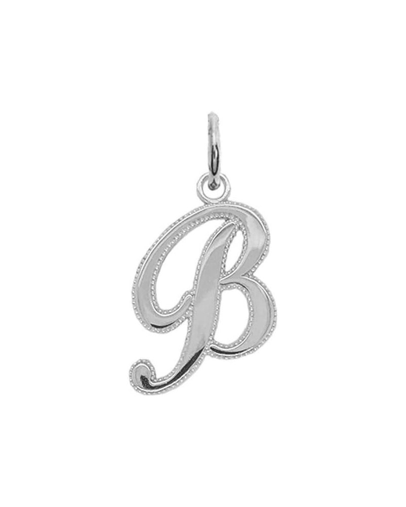 Solid 14k Gold Personalized Cursive-Style"A-Z" Initial Pendant (Size S/M/L) Medium (B) White Gold $66.70 Pendants