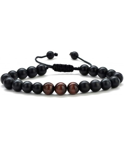 Natural Stone Bracelets for Men - 8mm Tiger Eye | Matte Agate | Lava Rock Bracelets for Men Teen Boys Gifts Birthday Annivers...