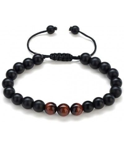 Natural Stone Bracelets for Men - 8mm Tiger Eye | Matte Agate | Lava Rock Bracelets for Men Teen Boys Gifts Birthday Annivers...