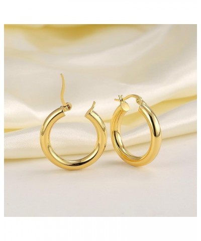 Chunky Gold and Silver Earringss for Women Girls Gold Hoops Huggie Earrings for Men Gift, 18K Real Gold Thickened Plating,Low...