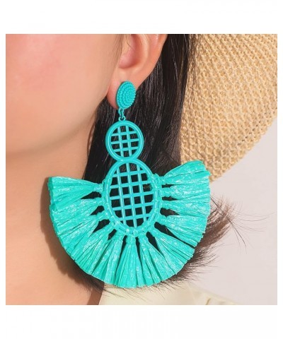 Statement Raffia Tassel Earrings Boho Dangle Drop Earrings Cute Fun Earrings Handmade Trendy Summer Beach Wedding Jewelry for...