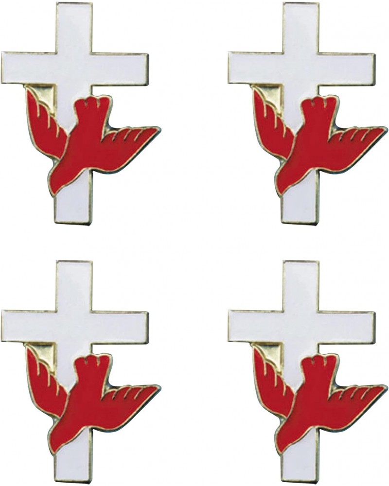 Holy Spirit Pin - 4 Gold Plated Cross Red Dove Holy Spirit Lapel Pin | 0.5 Inch Catholic Holy Spirit Pin Bulk Set of 4 Items ...