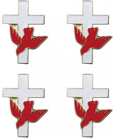 Holy Spirit Pin - 4 Gold Plated Cross Red Dove Holy Spirit Lapel Pin | 0.5 Inch Catholic Holy Spirit Pin Bulk Set of 4 Items ...