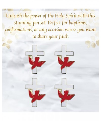 Holy Spirit Pin - 4 Gold Plated Cross Red Dove Holy Spirit Lapel Pin | 0.5 Inch Catholic Holy Spirit Pin Bulk Set of 4 Items ...