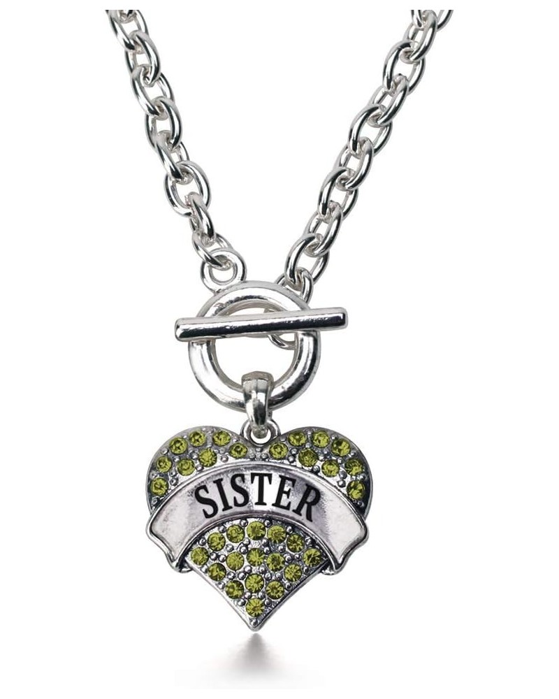 Silver Pave Heart Charm 18 Inch Necklace with Cubic Zirconia Jewelry Sister Green $10.79 Necklaces