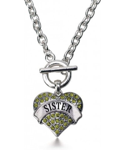 Silver Pave Heart Charm 18 Inch Necklace with Cubic Zirconia Jewelry Sister Green $10.79 Necklaces