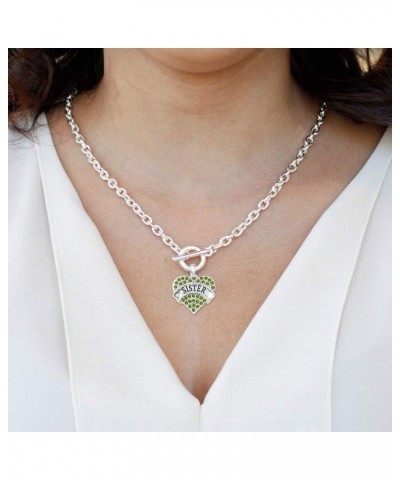 Silver Pave Heart Charm 18 Inch Necklace with Cubic Zirconia Jewelry Sister Green $10.79 Necklaces