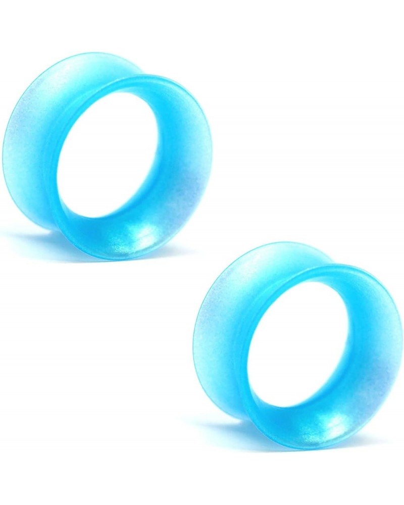 KAOS Brand: Pair of Opalescent Sea Blue Pearl Silicone Double Flared Skin Eyelets 5/8 $12.96 Body Jewelry