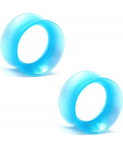 KAOS Brand: Pair of Opalescent Sea Blue Pearl Silicone Double Flared Skin Eyelets 5/8 $12.96 Body Jewelry