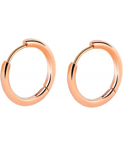 Men Women Silver/Black/Gold Earrings Set,Circle Mens Women Earring Stainless Steel Rose Gold-2.5x16MM $11.69 Earrings