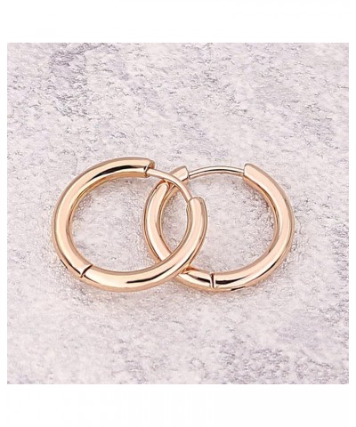 Men Women Silver/Black/Gold Earrings Set,Circle Mens Women Earring Stainless Steel Rose Gold-2.5x16MM $11.69 Earrings