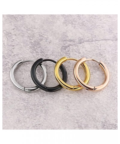 Men Women Silver/Black/Gold Earrings Set,Circle Mens Women Earring Stainless Steel Rose Gold-2.5x16MM $11.69 Earrings