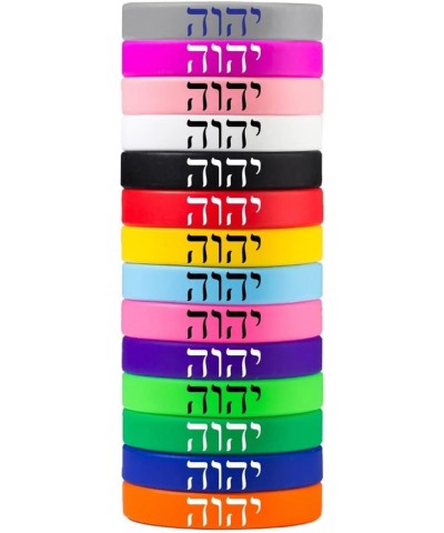 SHNIAN 14 PCS Jewish Prayer Charm Hebrew Bracelet Rubber Wristbands Colored Inspirational Silicone Bracelets Stretch Unisex W...