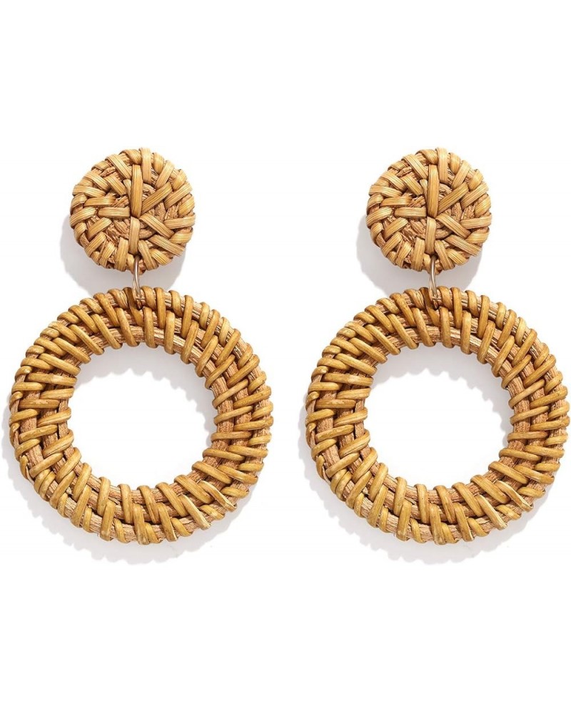 Rattan Earrings for Women Girls Handmade Lightweight Wicker Straw Stud Earrings Statement Weaving Braid Drop Dangle Earring R...