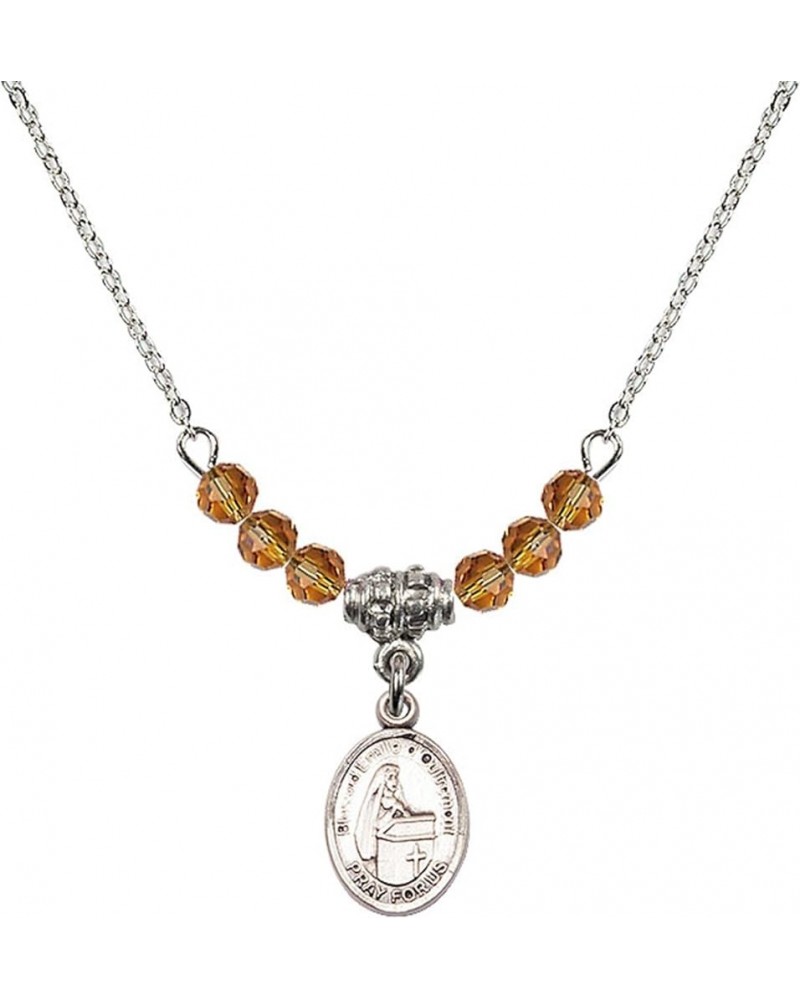 November Birth Month Bead Necklace with Catholic Patron Saint Petite Charm, 18 Inch Blessed Emilee Doultremont $32.44 Necklaces