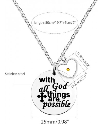 Stainless Steel Bible Verse Quote Cross Necklace With God All Things Are Possible Mustard Seed Pendant Heart $7.27 Necklaces