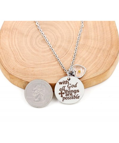 Stainless Steel Bible Verse Quote Cross Necklace With God All Things Are Possible Mustard Seed Pendant Heart $7.27 Necklaces