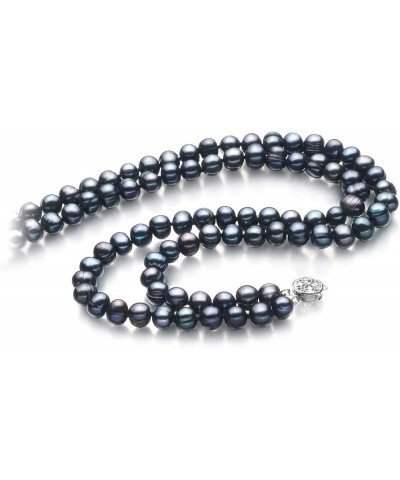 Eliana Black 6-7mm Double Strand A Quality Freshwater 925 Sterling Silver Cultured Pearl Necklace 36.0 Inches $108.00 Necklaces