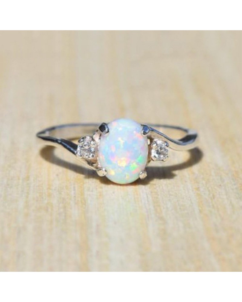 Exquisite Women's 925 Sterling Silver Ring Oval Cut Fire-Opal Diamond Jewelry Birthday Gift Bridal Party Ring (8) 8 $5.79 Rings