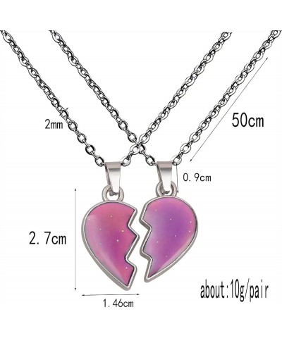 2pcs Matching Heart Mood Necklace Stainless Steel Temperature Sensing Color Changing Love Shape Mood Necklace for Best Friend...