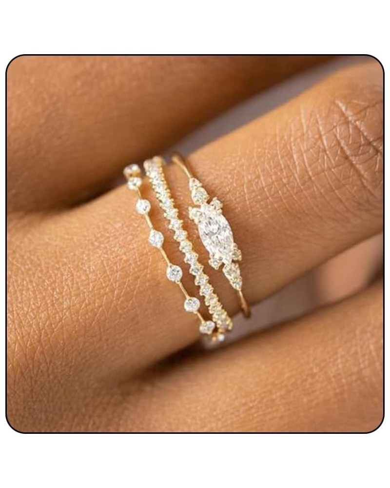 Gold Rings That Don't Tarnish Stackable Gold Rings for Women Trendy Dainty 14K Gold Stacking Cubic Zirconia Thumb Ring Set Pr...