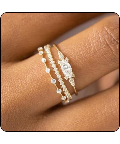 Gold Rings That Don't Tarnish Stackable Gold Rings for Women Trendy Dainty 14K Gold Stacking Cubic Zirconia Thumb Ring Set Pr...