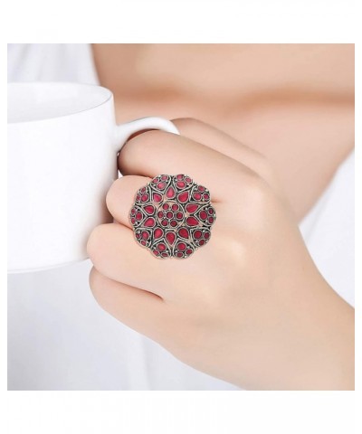 18k Silver Oxidized Indian Wedding Bollywood Green Kundan Work Designer Adjustable Finger Ring for Women (FL206) Rani Pink $8...