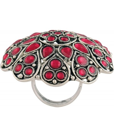 18k Silver Oxidized Indian Wedding Bollywood Green Kundan Work Designer Adjustable Finger Ring for Women (FL206) Rani Pink $8...