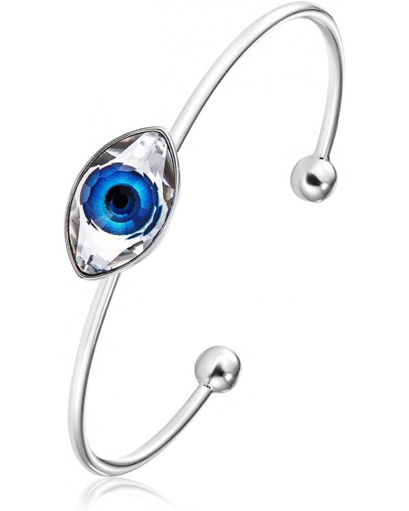 Evil Eye Beacelet for Women 18K Silver Plated Pure Crystal Blue Eye Bracelet Turkish Protection Amulet Luck Gifts Evil Eye Je...