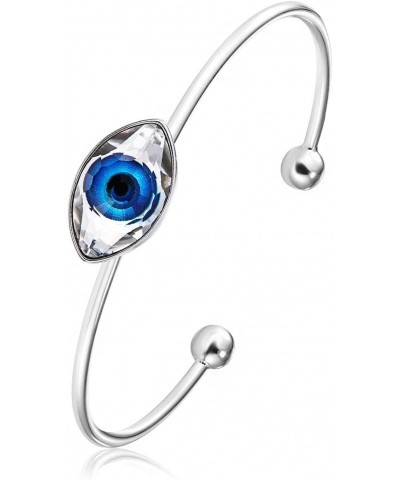 Evil Eye Beacelet for Women 18K Silver Plated Pure Crystal Blue Eye Bracelet Turkish Protection Amulet Luck Gifts Evil Eye Je...