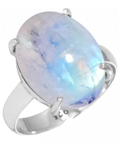 925 Sterling Silver Handmade Ring for Women 12x16 Oval Gemstone Statement Jewelry for Gift (99037_R) Rainbow Moonstone $20.94...