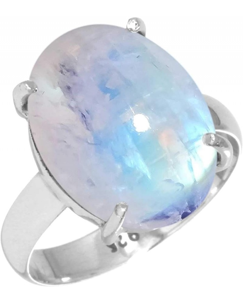 925 Sterling Silver Handmade Ring for Women 12x16 Oval Gemstone Statement Jewelry for Gift (99037_R) Rainbow Moonstone $20.94...