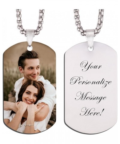 Personalized Custom Photo and Message Pendant Necklace，Picture Necklace for Men Women,Memorial Jewelry with Keychain,Customiz...