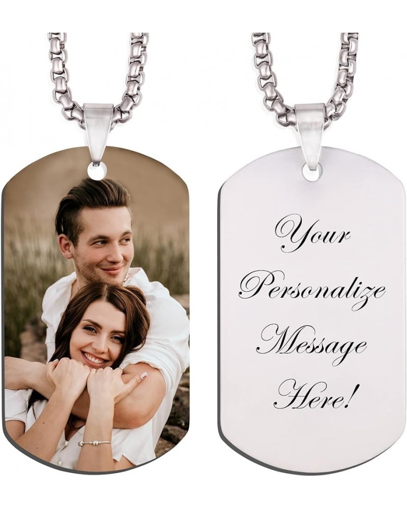 Personalized Custom Photo and Message Pendant Necklace，Picture Necklace for Men Women,Memorial Jewelry with Keychain,Customiz...