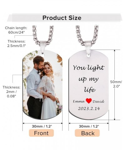 Personalized Custom Photo and Message Pendant Necklace，Picture Necklace for Men Women,Memorial Jewelry with Keychain,Customiz...