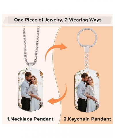 Personalized Custom Photo and Message Pendant Necklace，Picture Necklace for Men Women,Memorial Jewelry with Keychain,Customiz...