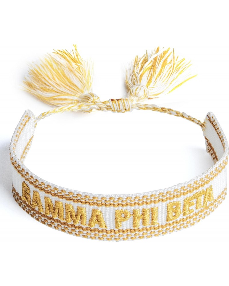 Gamma Phi Beta Bracelet — Woven Bracelet, White and Gold Design with GPB Sorority Name and Tassels, Greek Sorority Jewelry an...